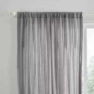 Zofia Broderie Anglaise 100% Cotton Slot Top Voile Curtain Panel, Grey, 55 x 48" - Pineapple Elephant