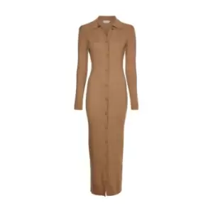 CALVIN KLEIN Wool Tencel Rib Dress - Brown