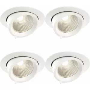 4 pack Fully Adjustable Ceiling Downlight - 30W Cool White LED - Matt White