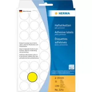 HERMA Multi-purpose labels/colour dots Ø 19mm round yellow paper...
