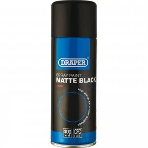 Draper Matte Finish Aerosol Spray Paint Black 400ml