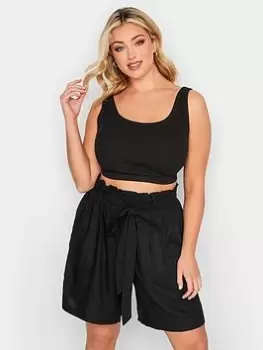 Yours Paper Bag Waist Short Black, Size 30-32, Women