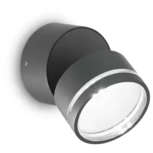 Ideal Lux Omega Round Single Spotlight Anthracite IP54 3000K