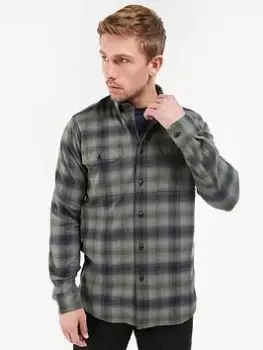 Barbour International Hatch Check Long Sleeve Shirt - Green, Size L, Men