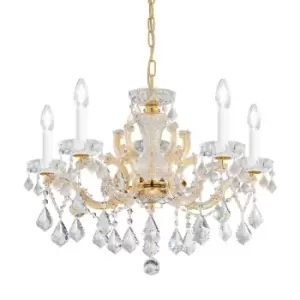 Maria Classic Crystal 5 Arm Chandelier Polished Gold, 5x E14