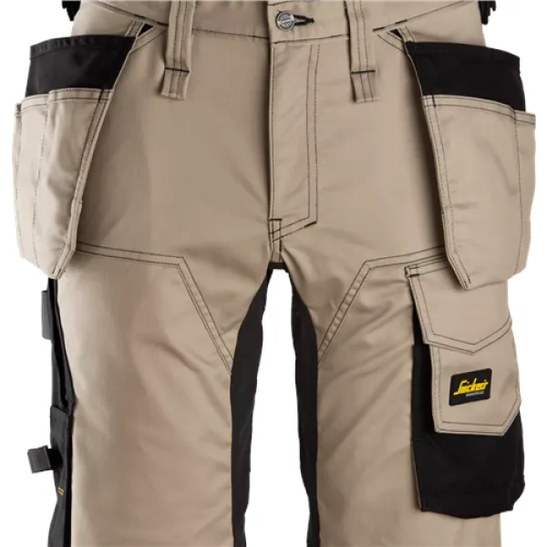 Snickers AllroundWork Stretch Shorts Holster Pockets - Khaki/Black - 50