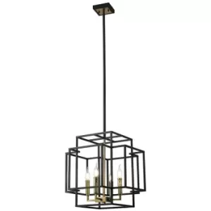 Luminosa Lighting - Luminosa Delaware Ceiling Pendant, 4 Light E14, Black, Gold