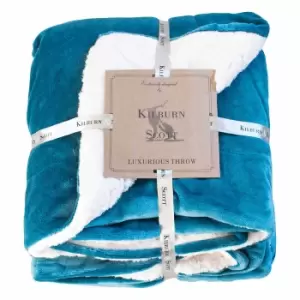 Crossland Grove Sherpa Throw Teal 1520x1770mm