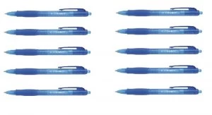 Q-Connect Retractable Ballpoint Blue Pen (Pack of 10)