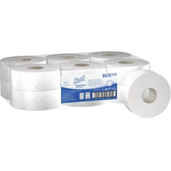 8615 Scott 200/60 Toilet Tissue Min/Jumbo White 12-Roll - Scott Hygiene