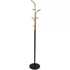 Watsons - Metal Freestanding Coat Stand With Curved Hooks - Black / Gold - Black / Gold