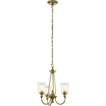 Elstead - Waverly 3 Light Chandelier, Natural Brass, E27