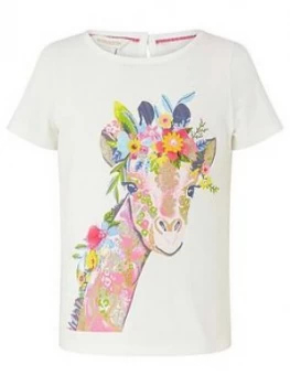 Monsoon Girls Georgia Giraffe Top - Ivory, Size Age: 7-8 Years, Women