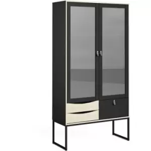 Stubbe China cabinet 2 frame doors + 3 drawers in Matt Black Oak - Matt Black Oak