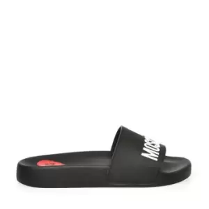 LOVE MOSCHINO Embossed Logo Sliders - Black