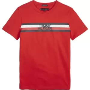 Tommy Hilfiger Stripe Logo T-Shirt - Red