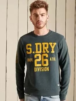 Superdry T&amp;f Crew Sweat - Green Marl, Green Marl, Size S, Men