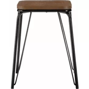 Premier Housewares - District Black Metal / Elm Small Wood Stool