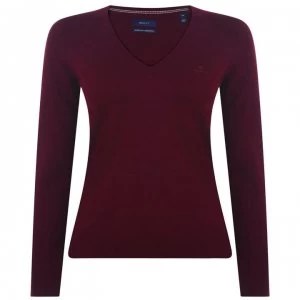 Gant Gant V neck Jumper - Burgundy Mela