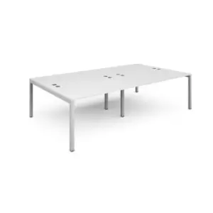 Bench Desk 4 Person Rectangular Desks 2800mm White Tops With White Frames 1600mm Depth Connex