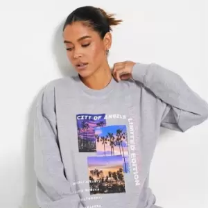 I Saw It First Los Angeles Graphic Print Oversized Sweatshirt - Grey