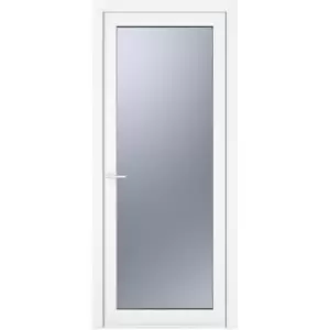 Crystal uPVC Single Door Full Glass Right Hand Open In 890mm x 2090mm Obscure Double Glazed White (each)