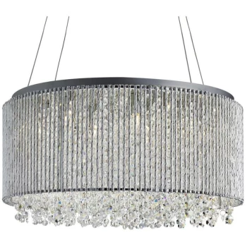 Searchlight Beatty - 8 Light Ceiling Pendant Chrome with Crystals, G9