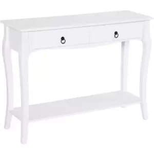 MDF Console Table Storage Display Desk Home Office 2 Drawers Modern Eco-friendly - Ivory White - Homcom