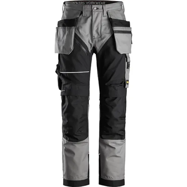 Snickers 6214 Mens Ruff Work Canvas Trousers Holster Pockets 62141804152 Colour: Grey / Black