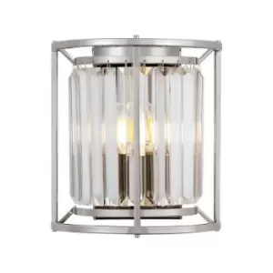 Luminosa Guilford Wall Lamp, 2 Light E14, Polished Nickel, Clear