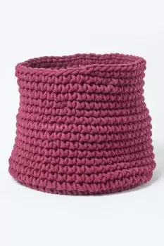 Cotton Knitted Round Storage Basket, 42 x 37 cm