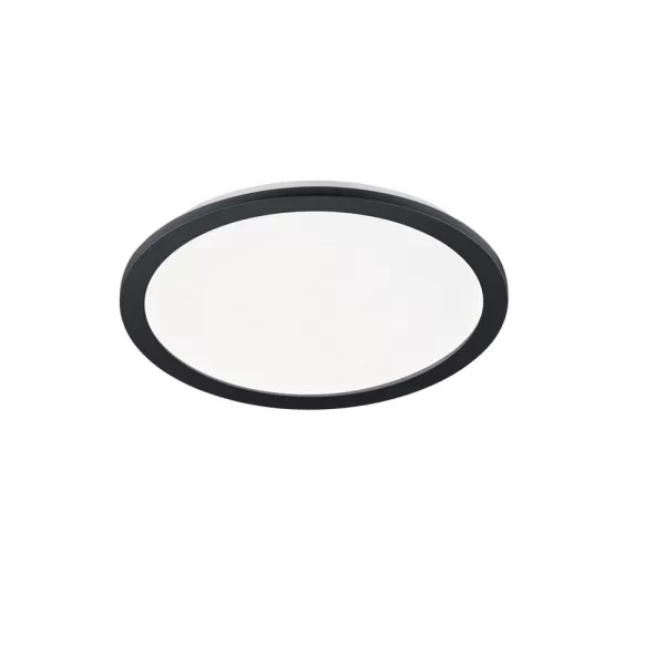 Camillus Modern 40cm Round Bathroom Ceiling Light Black Matt 3000K IP44