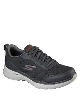 Skechers Go Walk 6 Hyper Pillar Flat Bungee Slip On Trainer, Charcoal, Size 9, Men