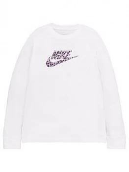 Nike Girls NSW Long Sleeve T-Shirt - White, Size S, Women