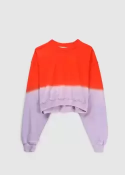 Frame Womens Cropped Dip Dye Sweatshirt In Red Orange Multi