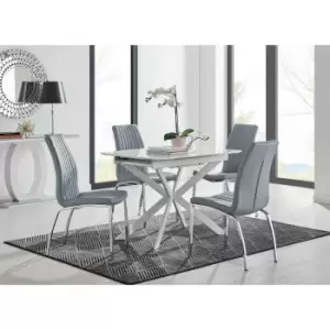 Furniture Box LIRA 100 Extending Dining Table and 4 Grey Isco Chairs