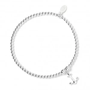 Anchor Charm with Sterling Silver Ball Bead Bracelet