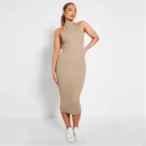 I Saw It First High Neck Racer Midaxi Dress - Green