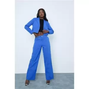 I Saw It First Cobalt Blue Wide Leg Buttoned Trousers - Blue