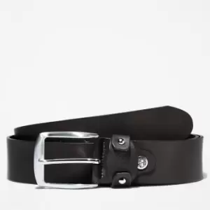 Timberland Square-buckle Leather Belt With Loop Logo For Men In Black Black, Size L