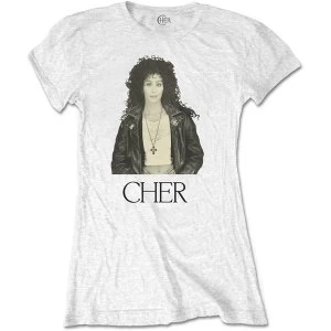 Cher - Leather Jacket Womens XX-Large T-Shirt - White