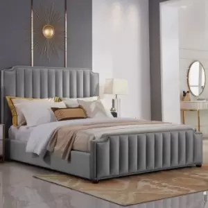 Envisage Trade - Klara Upholstered Beds - Plush Velvet, Super King Size Frame, Grey - Grey