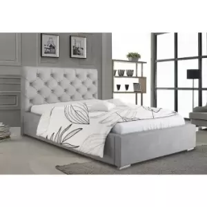 Envisage Trade - Hillary Upholstered Beds - Plush Velvet, Super King Size Frame, Silver - Silver