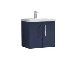 Nuie Arno 600mm Wall Hung 2 Door Vanity & Thin-Edge Basin Electric Blue