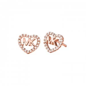 Michael Kors Logo Heart Earrings - Rose Gold