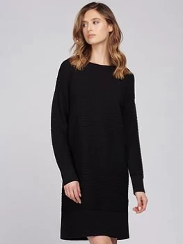 Barbour International Picton Zip Shoulder Rib Knit Dress - Black, Size 16, Women