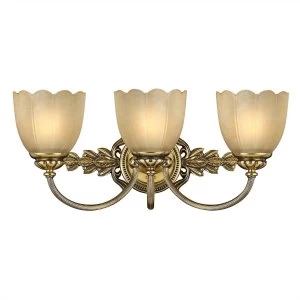 3 Light Bathroom Over Mirror Wall Light Burnished Brass IP44, G9