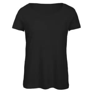 B&C Womens/Ladies Favourite Cotton Triblend T-Shirt (XS) (Black)