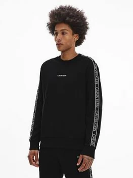 Calvin Klein Essential Logo Tape Sweatshirt - Black, Size 2XL, Men