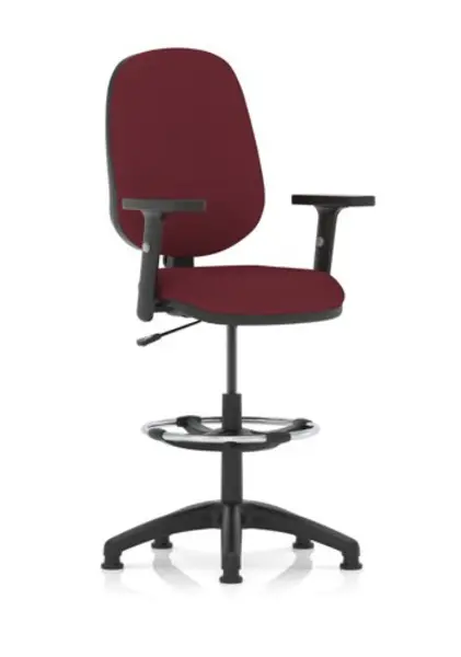 Eclipse I Lever Task Operator Chair Ginseng Chilli Fully Bespoke Colour With Height Adjustable Arms with Hi Rise Draughtsman Kit